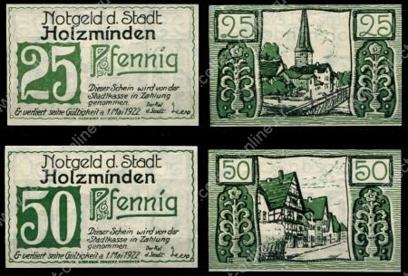 Хольцминден Германия 1922г. / 25 и 50 пф. / виды города  / UNC пресс