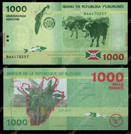 Бурунди 2015г. P# 51 • 1000 франков (пластик) • регулярный выпуск • UNC пресс 