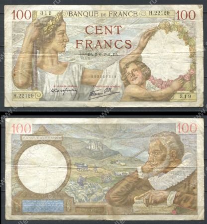 Франция 1941 г. (05.06) • P# 94 • 100 франков • Максимильен де Бетюн • регулярный выпуск • F-VF*