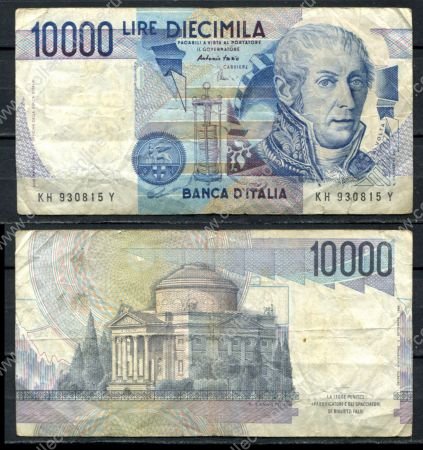Италия 1984 г. • P# 112d • 10000 лир • Алессандро Вольта • регулярный выпуск • F-VF