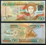 Восточные Карибы 2008 г. • P# 50 • 50 долларов • Елизавета II • форт Бримстон • серия SH • UNC пресс ( кат. - $ 100 )