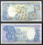 Гвинея Экваториальная 1985 г. • P# 21 • 1000 франков • слон и тотем • регулярный выпуск • F-VF