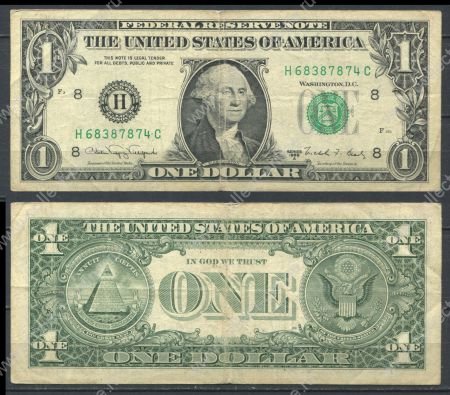 США 1988 г. H Сент-Луис • P# 480b A • 1 доллар • Джордж Вашингтон • регулярный выпуск • F-VF