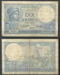 Франция 1932 г. (19-5) • P# 73d • 10 франков • богиня Минерва • крестьянка • регулярный выпуск • F*