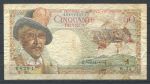 Французская Экваториальная Африка 1947 г. • P# 23 • 50 франков • парусник • регулярный выпуск • F