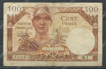 Франция 1947 г. • P# M9 • 100 франков • для оккупированного Саара • F-*