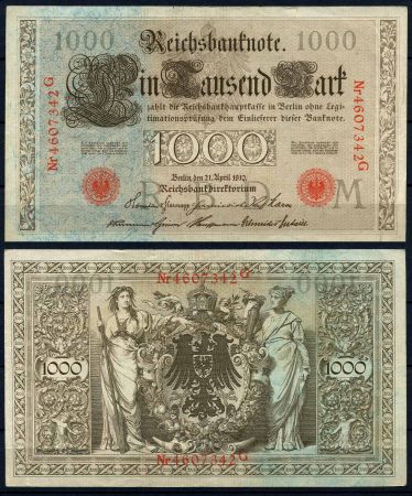 ГЕРМАНИЯ 1910г. 1000 МАРОК XF