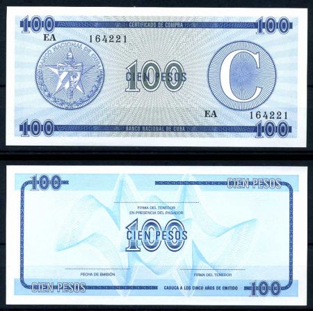 КУБА 1985г. FX 25 / 100 ПЕСО СЕРИЯ C UNC ПРЕСС