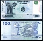Демократическая Республика Конго 2000 г. • P# 92 • 100 франков • слон • регулярный выпуск • UNC пресс