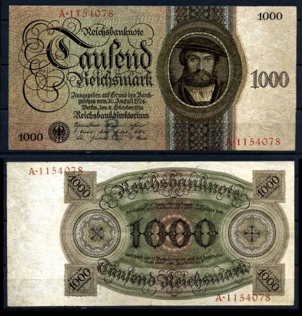 ГЕРМАНИЯ 1924г. P# 179 / 1000 МАРОК XF- RARE!!!