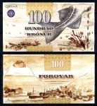 Фарерские о-ва 2002 г. • P# 25 • 100 крон • рыбий хвост • регулярный выпуск • UNC пресс