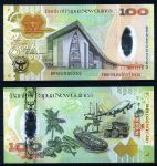 Папуа-Новая Гвинея 2008 г. • P# 37 • 100 кин • 35-летие Национального Банка(надпечатка) • памятный выпуск(пластик) • UNC пресс
