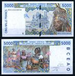 Западная Африка • Сенегал 2003 г. • P# 713Km • 5000 франков • девушка • UNC пресс