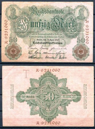 Германия 1910 г. • P# 41 T • 50 марок • регулярный выпуск • VF+ ( кат. - $ 50+ )