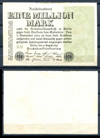 ГЕРМАНИЯ 1923г. P#102d / 1 млн. МАРОК AUNC