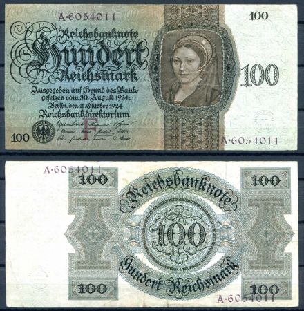 ГЕРМАНИЯ 1924г. P#178 / 100 МАРОК XF