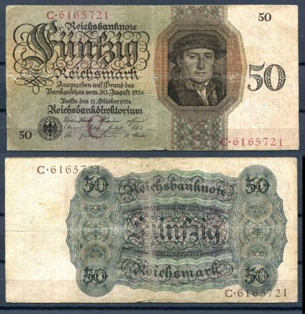 ГЕРМАНИЯ 1924г. P#177 / 50 МАРОК VG-F