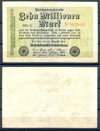 ГЕРМАНИЯ 1923г. P#106a / 10 млн. МАРОК UNC-