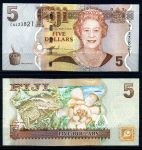 Фиджи 2007 г. • P# 110a • 5 долларов • Елизавета II • регулярный выпуск • UNC пресс