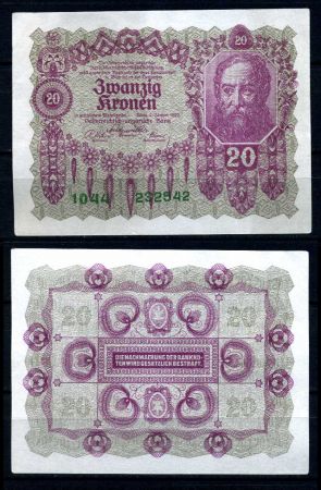 АВСТРИЯ 1922г. P# 76 / 20 КРОН UNC ПРЕСС-