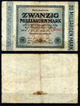 Германия 1923 г. • P# 118a • 20 миллиардов марок • в.з. "G/D" • F-