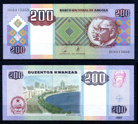 АНГОЛА 2003г. P# 148 / 200 КВАНЗА UNC ПРЕСС / АРХИТЕКТУРА