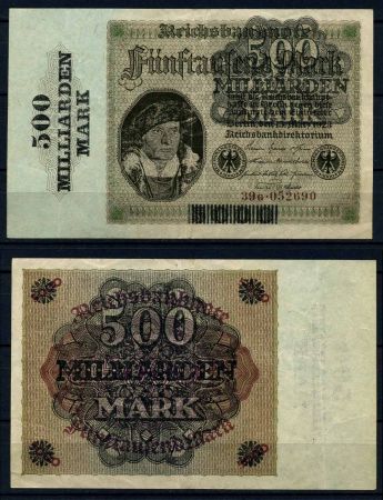 ГЕРМАНИЯ 1923г. 8-й выпуск P# 124 / 500 млрд. МАРОК XF