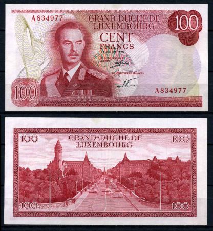 Люксембург 1970 г. • P# 56 • 100 франков • герцог Жан • регулярный выпуск • UNC пресс