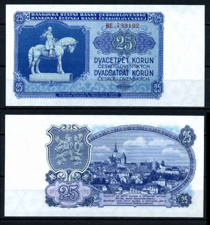 ЧЕХОСЛОВАКИЯ 1953г. P# 84a / 25 КРОН UNC ПРЕСС / АРХИТЕКТУРА