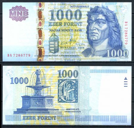 ВЕНГРИЯ 2008г. P# 195d / 1000 ФОРИНТОВ UNC ПРЕСС / АРХИТЕКТУРА