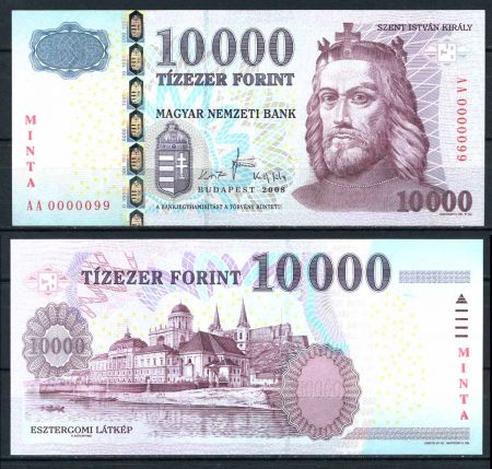 ВЕНГРИЯ 2008г. P# 200s / 10000 ФОРИНТОВ UNC ПРЕСС SPECIMEN RARE