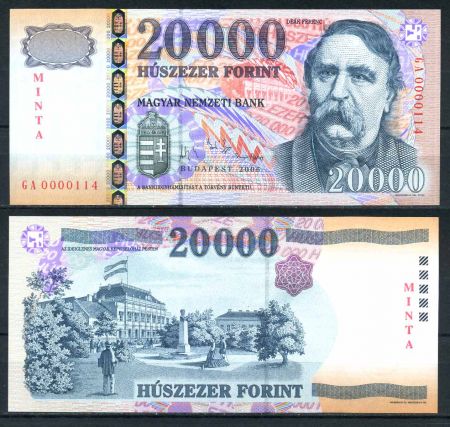 ВЕНГРИЯ 2006г. P# 193cs / 20000 ФОРИНТОВ UNC ПРЕСС SPECIMEN RARE