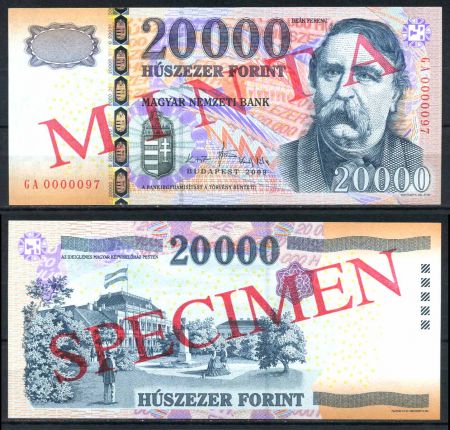 ВЕНГРИЯ 2009г. P# 201s / 20000 ФОРИНТОВ UNC ПРЕСС SPECIMEN RARE