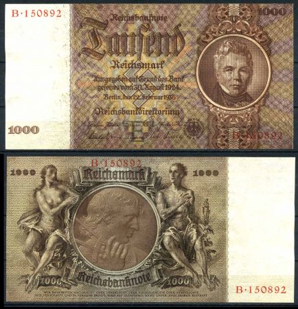 ГЕРМАНИЯ 1936г. P# 184 / 1000 РЕЙХСМАРОК UNC ПРЕСС