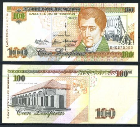 ГОНДУРАС 2004г. P# 77g / 100 ЛЕМПИРА UNC ПРЕСС / АРХИТЕКТУРА