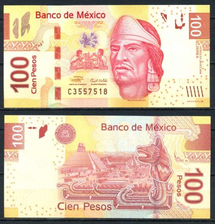 Мексика 2008 г. • P# 124 • 100 песо • регулярный выпуск • UNC пресс