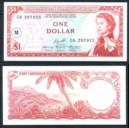 Восточные Карибы • Монтсеррат 1986-1988 гг. • P# 13m • 1 доллар • Елизавета II • вид на бухту • регулярный выпуск • UNC пресс ( кат. - $50 )