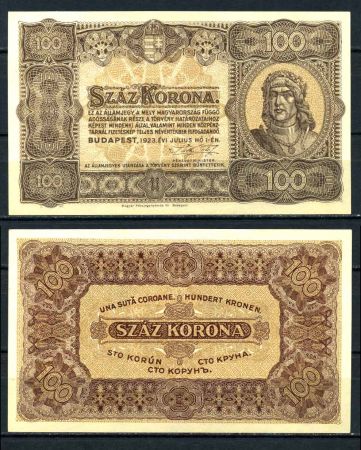 ВЕНГРИЯ 1923г. P# 73a / 100 КРОН / UNC ПРЕСС