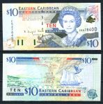 Восточные Карибы • Доминика 2000 г. • P# 38d • 10 долларов • Елизавета II • парусник • регулярный выпуск • UNC пресс ( кат. - $ 50 )