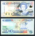Восточные Карибы • Сент-Люсия 2000 г. L • P# 38l • 10 долларов • Елизавета II • карта островов, парусник • регулярный выпуск • UNC пресс ( кат. - $ 70 )