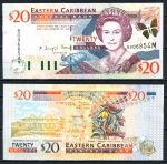 Восточные Карибы • Монтсеррат 2000 г. • P# 39M • 20 долларов • Елизавета II • дом правительства • регулярный выпуск • UNC пресс ( кат. - $110 )