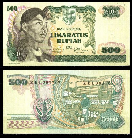 Индонезия 1968 г. P# 109 • 500 рупий • Генерал Судирман • регулярный выпуск • UNC пресс