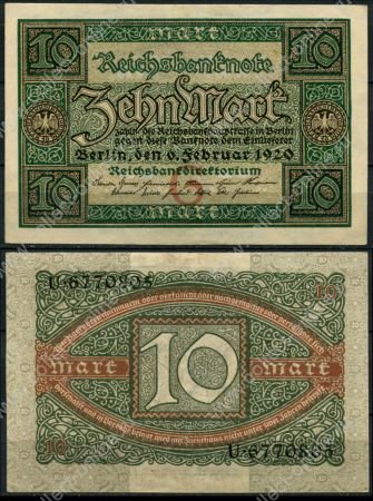 Германия 1920 г. • P# 67 G • 10 марок • регулярный выпуск • UNC пресс-