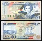 Восточные Карибы • Антигуа 1994 г. • P# 32a • 10 долларов • Елизавета II • парусник • регулярный выпуск • UNC пресс ( кат. - $70 )