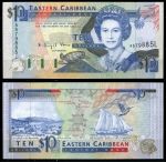 Восточные Карибы • Сент-Люсия 1993 г. L • P# 27l • 10 долларов • Елизавета II • карта островов, парусник • регулярный выпуск • UNC пресс ( кат. - $ 90 )