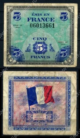 Франция 1944 г. P# 115a • 5 франков • Союзные войска • оккупационный выпуск • VF-