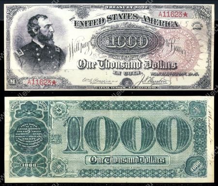 США 1890г. P# 350 • 1000 долларов. Генерал Грант • казначейский выпуск • копия • UNC пресс