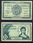 Алжир 1942 г. • P# 91 • 5 франков • девушка • регулярный выпуск • VF-