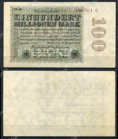 ГЕРМАНИЯ 1923г. P# 107d / 100 млн. МАРОК / AUNC+