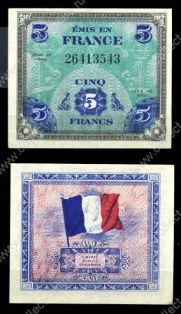 Франция 1944 г. • P# 115a • 5 франков • Союзные войска • оккупационный выпуск • UNC пресс